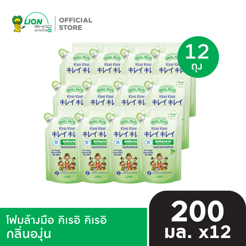 Kirei Kirei Hand Washing Foam Kirei Kirei, ຖົງເຕີມ, 200 ມລ, 12 ຖົງ