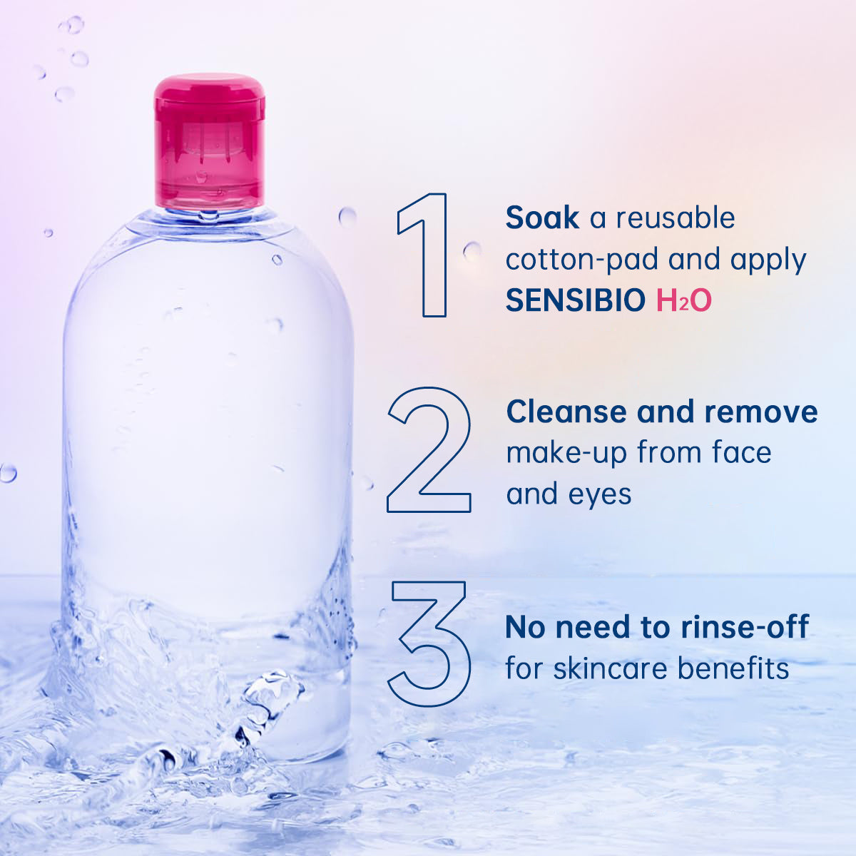 ຜ້າເຊັດໜ້າ Bioderma Sensibio H2O (1 ຊຸດມີ 3 ແພ) ສຳລັບທຳຄວາມສະອາດຜິວໜ້າ, ສຳລັບຜິວທີ່ບອບບາງ ແລະ ລະຄາຍເຄືອງງ່າຍ.
